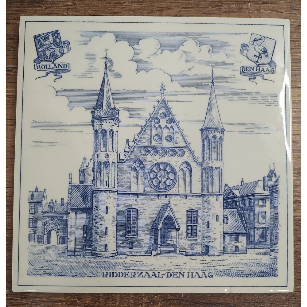 THE HAGUE Vintage Blue Ceramic Tile 6x6 Ridderzaal-Den Haag A2